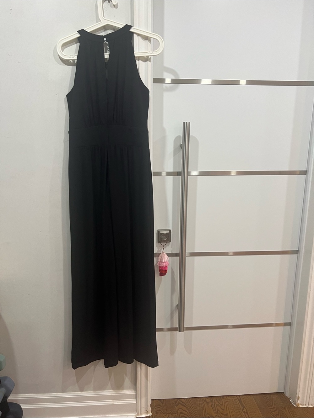 Maggy London Black Halter Jumpsuit with Beaded Neckline - Picture 2 of 5